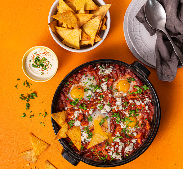 Tex Mex Baked Eggs with Crunchy Nachos | FREE