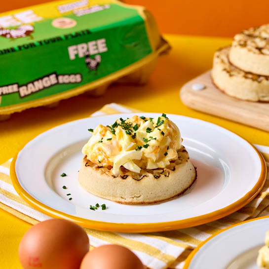 Place a spoonful of egg mayonnaise on top of a crumpet for a quick and easy lunch