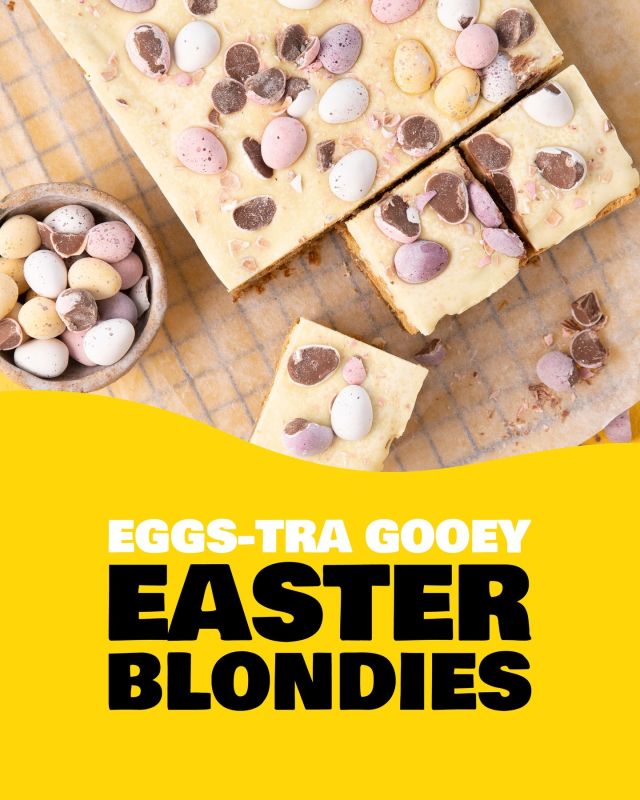 Eggs-tra gooey Easter blondies 🐣
@cadburyuk Mini Eggs are THE only option for a super chocolatey, crunchy topping to our rich and fudgy blondies. Tap to save this celebration traybake for the Easter weekend, or head to our stories to bake along today.

#MiniEggs #CadburyMiniEggs #Easter #Easterbaking #bakinginspo #bakingrecipe