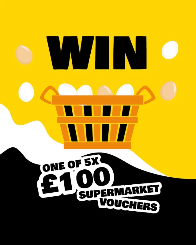 🌟 Save money on your supermarket shop 🌟
Find an insert card when you buy your next box of FREE eggs, and win one of 5 x £100 supermarket vouchers!

To enter, simply:

🥚 Scan the QR code
🥚 Like the post
🥚 Follow @freeggsco 
🥚 Tag a friend you would love to cook a meal with FREE eggs.

T&C’s apply: Starts 27/2/25 and ends at midnight on 30/4/25. There will be 5 winners selected at random on 7/5/25 contacted via DM.

Competition is open to 18+ UK mainland residents only multiple entries allowed.