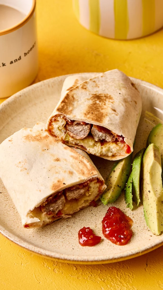 Exam season is upon us 🤔

We all know that good, nutritious food can improve focus, memory and mood (all crucial for tip-top exam performance). But if your kids are busy revising, or are too nervous to eat before their big test, these quick and tasty Breggfast Burritos are the perfect handheld meal to make ahead of time - just pop in the microwave or air fryer to heat up!

You’ll need:

- 4 good-quality sausages
- 4 - 8 rashers good-quality bacon
- 4 wholemeal tortilla wraps
- 6 FREE free range eggs
- 1 tbsp milk
- Sea salt & cracked black pepper
- 100g pepper, finely diced
- 40g cheese, grated or crumbled
- Sliced avocado (to serve)
- Chilli sauce or ketchup (to serve)

How to make:

1. Preheat the oven to 200C/180C fan/gas 6.
2. Cook sausages and bacon in the oven according to packet instructions. Lightly whisk eggs in a bowl with milk and seasoning.
3. Combine diced pepper and cheese with the eggs. Pour mixture into a prepared baking tray and bake in the oven for 10 minutes.
4. Once cooked, remove eggs, sausages and bacon from the oven. Slice the egg medley into 4 equal slices. Lay out 4 wraps on a clean surface and add a slice of egg to each. Top the egg with the sausage and bacon before rolling up ‘burrito’ style.
5. Toast the wraps in a large frying pan on all sides for 1 minute, turning once golden and toasted.
6. Serve the burritos straight away with sauce of your choice and slices of avocado. Alternatively, allow the burritos to cool before wrapping tightly in foil and storing in the freezer until required.
7. To reheat, place in the airfryer, still wrapped in foil, and bake on 180C for 12 - 15 minutes until warm through and crisp.