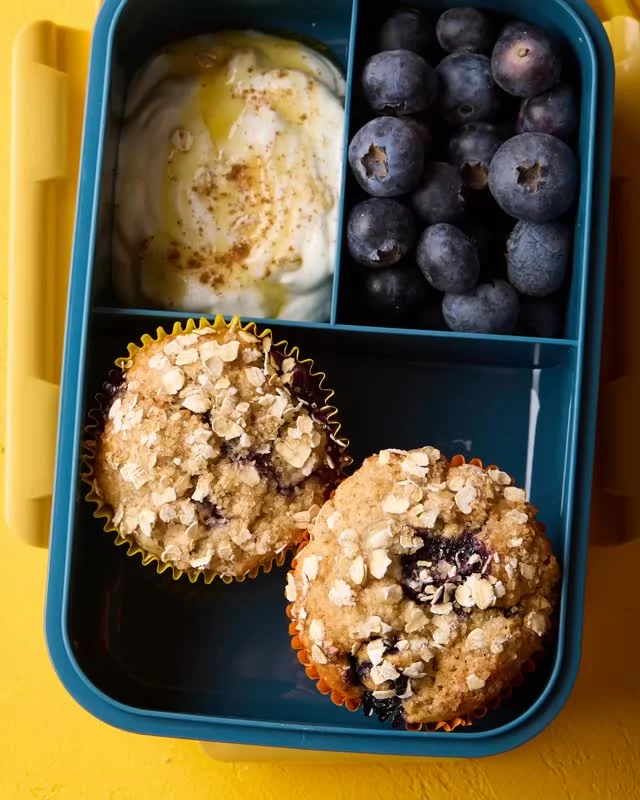 A Grade 9 snack all round! 🧐

For those teens taking their GCSE’s, A Levels or school end of term tests, these ‘make in advance’  blueberry breakfast muffins are the perfect snack to keep your kids going throughout the day.

The blueberries will help keep the brain activity high and the stress levels low as they bounce from exam to exam😊

You’ll need:

- 135g greek yoghurt
- 1 tsp vanilla paste
- 1 tsp ground cinnamon
- 50ml runny honey
- 2 large FREE free-range eggs
- 55g ground almonds
- 135g self raising flour
- 40g oats
- 150g fresh blueberries
- 1 tbsp milk
- 1 tbsp Demerara sugar

How to make:

1. Preheat the oven to 180C/160C fan/gas 4.
2. In a large mixing bowl, lightly whisk together the yoghurt, vanilla paste, cinnamon and honey until combined. Crack in the eggs and briefly whisk again.
3. Sieve in the ground almonds followed by the flour and fold into the wet ingredients until well combined. Add 30g oats and stir again.
4. Add the blueberries and milk and fold through the batter. Line a tray with 9 paper muffin cases before spooning the mixture equally between them.
5. Sprinkle the remaining oats and Demerara sugar over the top of the muffins and place in the oven to bake for 15 - 18 minutes until risen, golden and cooked through.
6. Allow to fully cool on a wire cooling rack before eating.